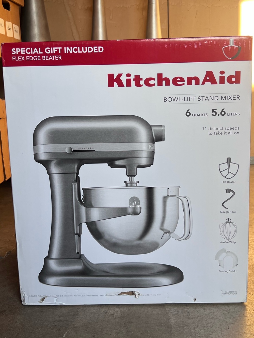 Kitchen aid 6 Quart Bowl-Lift Stand Mixer, Silver, 11 Speed, 6 Attachments